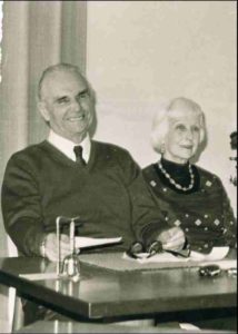 Mr. Geoffrey Hodson came to the Philippines four times. He conducted the School of the Wisdom in Manila for three months. At right is Mrs. Sandra Hodson.